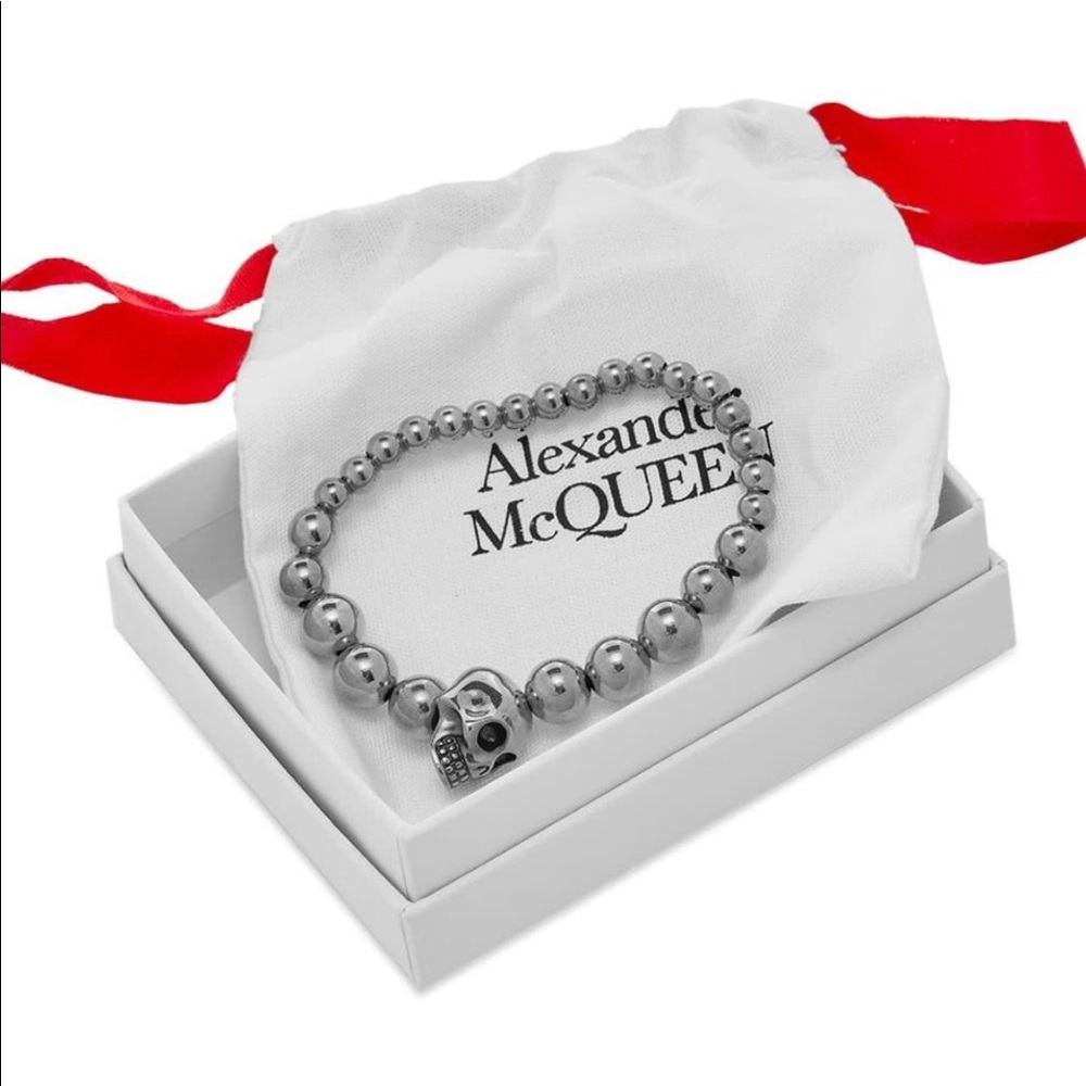 Alexander McQueen skull spherical-bead metal bracelet new